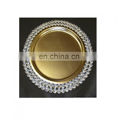 gold plated crystal beaded charger plate