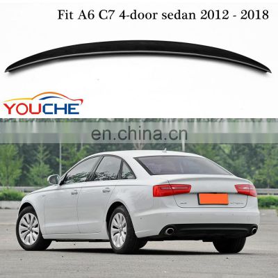 S6 style carbon fiber rear trunk wing spoiler for Audi A6 C7 2012-2018