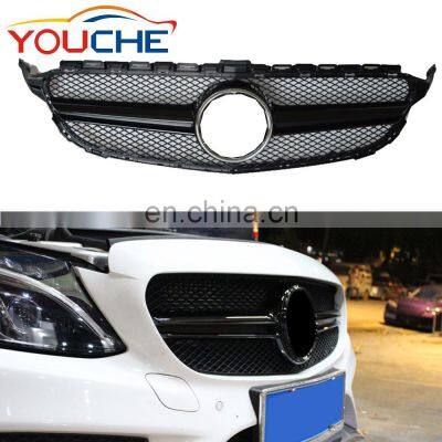 AMG Look ABS Black Front Grille for Mercedes Benz C class W205 C250 C300 C350 2015-2018