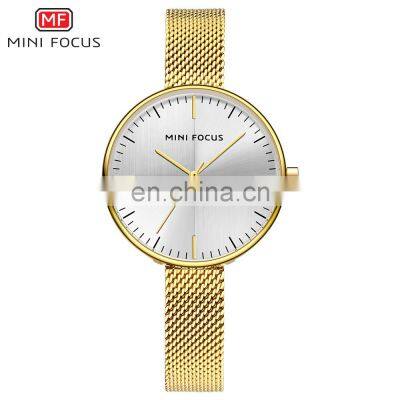 MINI FOCUS MF0275L Women's Quartz Watches Simple Blue Stainless Steel Bracelet Wristwatch Lady Clock