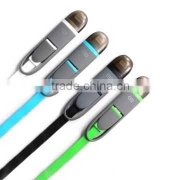High Quality mobile accessory 2 in 1 durable charging cable for android and iphone