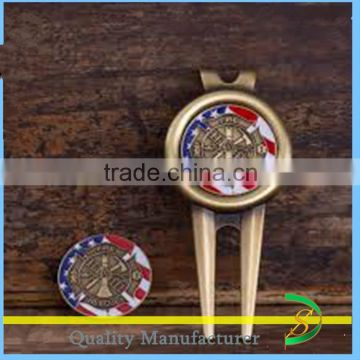 good quality manufacture price custom logo metal golf divot tool with ball marker 1652