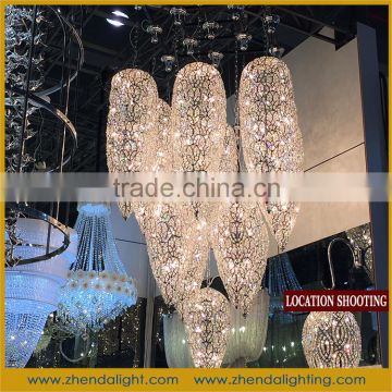 LED modern dinning room bar stainless steel chandeliers with crystal ZD038