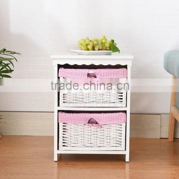 Wholesale Home 2 wicker Drawers Wooden Storage Cabinet