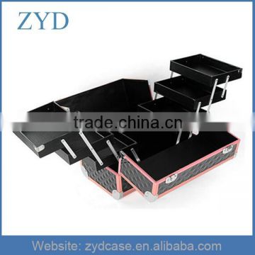 Black Aluminum Mini Portable Jewelry Travel Case With Trays ZYD-HZ101303