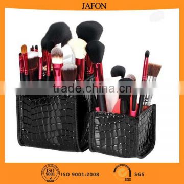 Black Faux Crocodile Skin Beauty Essential Cosmetic Brush Container
