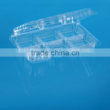 China Alibaba Disposable Plastic cake box with six dividers