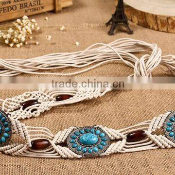 Latest 2015 fashion bead braid fabric belt
