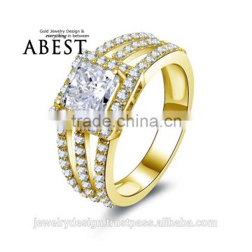 1.25 Carat Princess Shape Ring 10K Gold Yellow Ring Simulated Diamond Jewelry New Wedding Engagement Ring For Women Gift