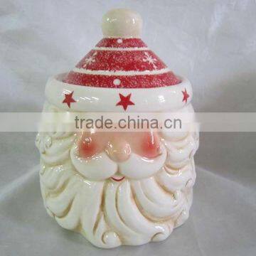 ceramic cookie jar with Santa Clause design