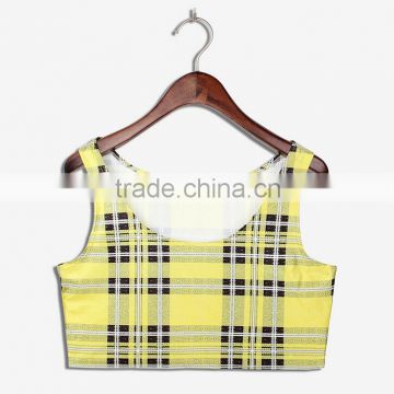 Latest Tops Designs Girls Yellow Checks Print Vest N7-28