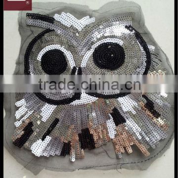 sew on fashion owl sequin patch