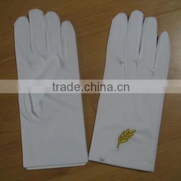 white embroidery cotton gloves uniform for marching band ceremony gloves