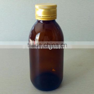 125ml amber glass syrup bottle with screw lid for medicine use