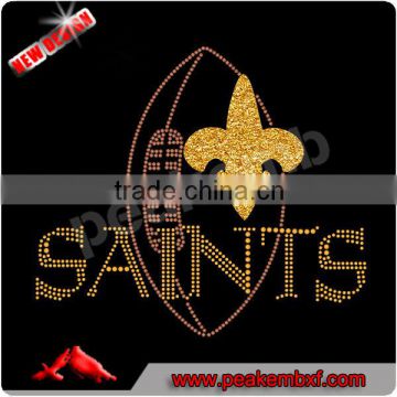 New Design Football Saints Hotfix Glitter Iron On Fleur De Lis Motif