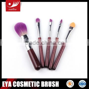 Five-piece Travel Mini Makeup Brush with Aluminum Ferrule and Wooden Handle, Various Colors and Hairs are Available