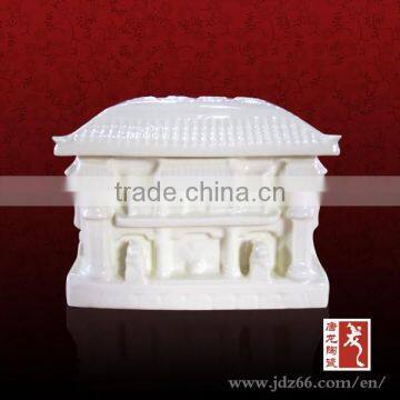 House style white glazed high quality funeral furniture cremation urn for home usage