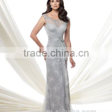 new grey lace off shoulder mother bridal gown 2015