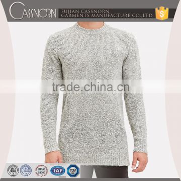 wholesale price plain rib cuffs and hem split pullover men crewneck sweater