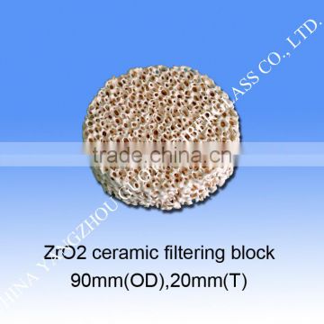 filtering metallic solution using High strength ZrO2 ceramic filtering block
