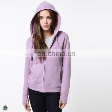 T-WH553 Lavender Blank Fitted Zip Up Ladies Hoodies with Thumbhole