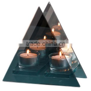Triangular with 3 integrated glass tealight holders