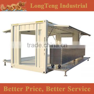 Tailor made 20ft mobile shipping container snack shop, kiosk with air / gas spring flying doors