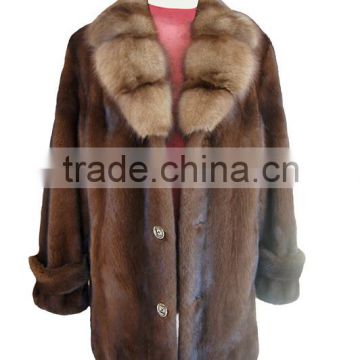 MK14001 men's mink fur coat with matern collar