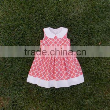 (CD941#PINK)2-6Y children apparel summer girl dress cotton woven checks dresses for baby girl
