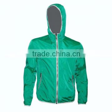 100% Nylon High quality green lightweight running jacket men