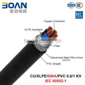 Cu/XLPE/SWA/PVC, 0.6/1 KV, steel wire armored power cable (IEC 60502-1)