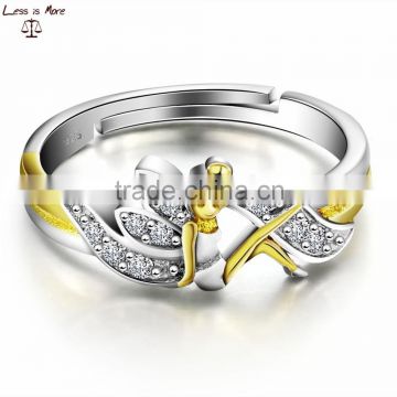 18k gold over 925 stereling silver diamond silver ring design for girl