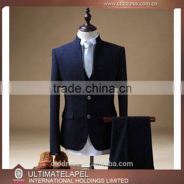 High quality custom tailor made slim fit mens suits chinese collar office uniform stand collar suits                        
                                                                                Supplier's Choice