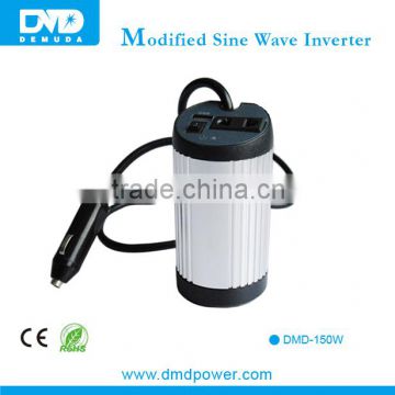 High quality 150W cup shape car power inverter for european market car inverter with cigar plug line and usb port