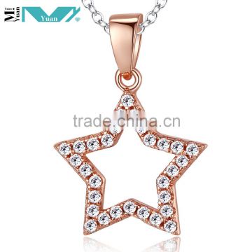 Bling Jewelry 925 Sterling Silver CZ Open Star Pendant Necklace