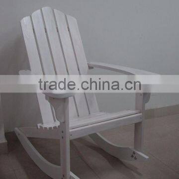 33-18 White outdoor wooden Adirondack rocking chair