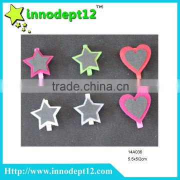 star and heart shape memo clip,wooden clip for children gift