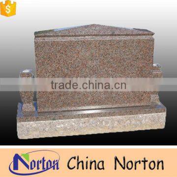 Simple design hand carved multicolor red granite tombstone China supply NTGT-041L