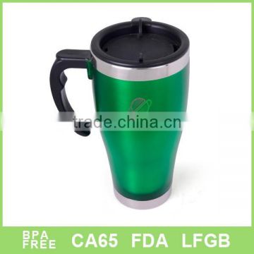 Double wall travel water coffee mug with Handle