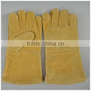 Yellow leather long welding glovesJRW30