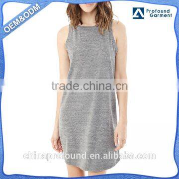 Wholesale split side design custom grey single jersey 100 cotton dresses ladies