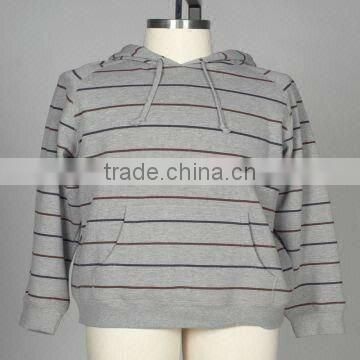 Men's Pullover with Printed Stripe Hood, Long Raglan Sleeves and Kangaroo Pocket