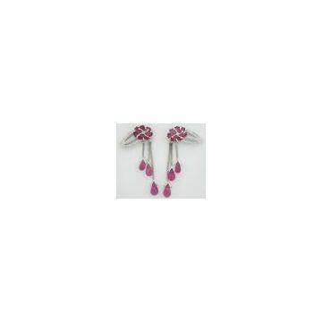 India Sterling Silver Earrings With Pink Tourmaline