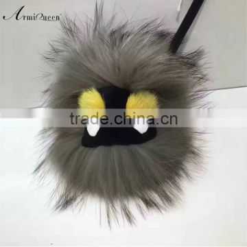 Raccoon pendant lovely little monster raccoon fur pom pom keychain