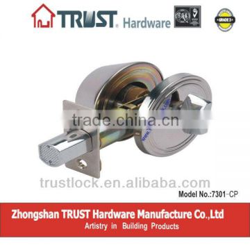 7301CP:TRUST ANSI Grade 3 Single Deadbolt Lock with brass cylinder
