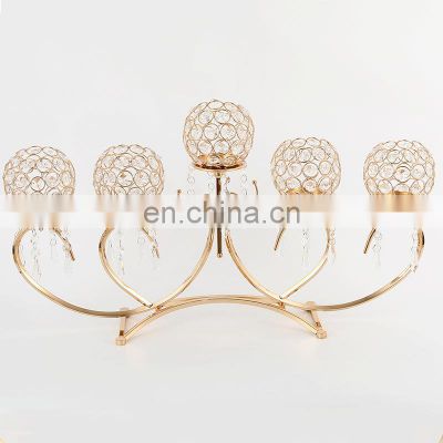 Gold Crystal Candle Holders Candlestick Three Arms Candlestick Candle Holder Crystal Table Candle Holder Christmas Decoration