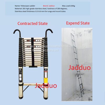 Stainless Steel Single Telescopic Ladder with Hook