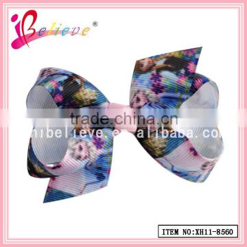 Environmental handmde grosgrain ribbon bow hair jewelry,elsa frozen bow hair clip