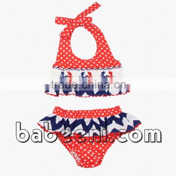 Nice crab hand smocked girl swimwear for Independence