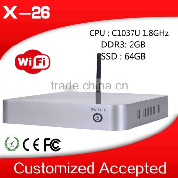 in stock!!!best quality XCY mini pc x-26 1037u motherbaord win7 thin client 2g ram 64g ssd office tablet pc